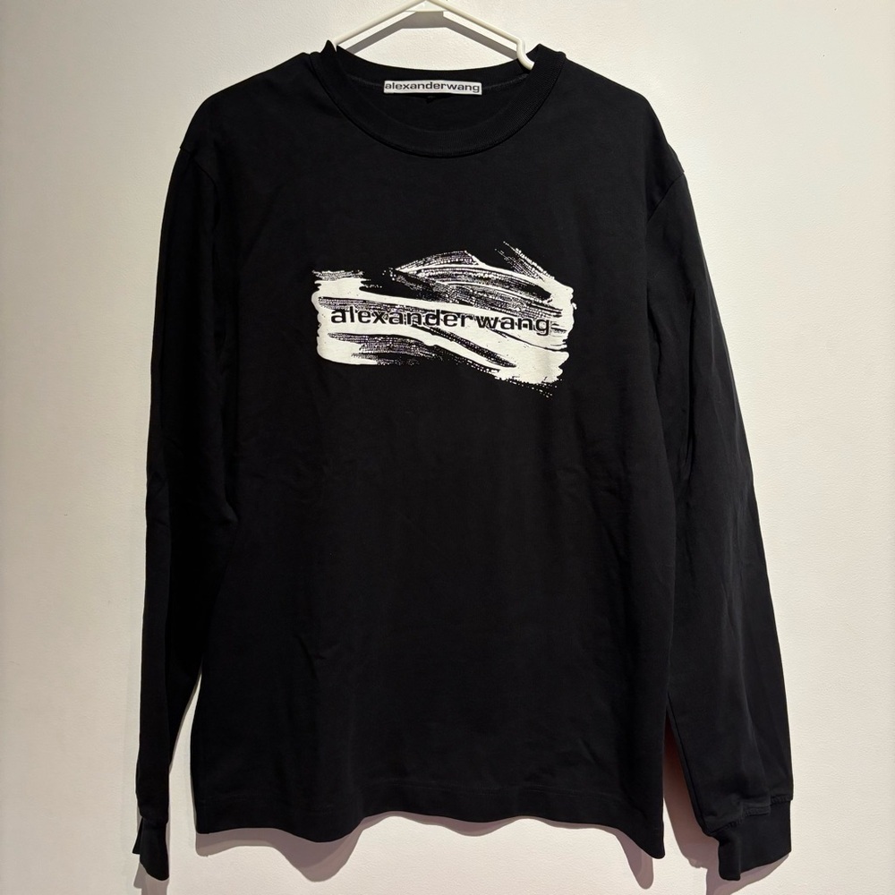 Alexander Wang Black Soap Suds Black Logo Long Sleeve T-Shirt 2022 Unisex
